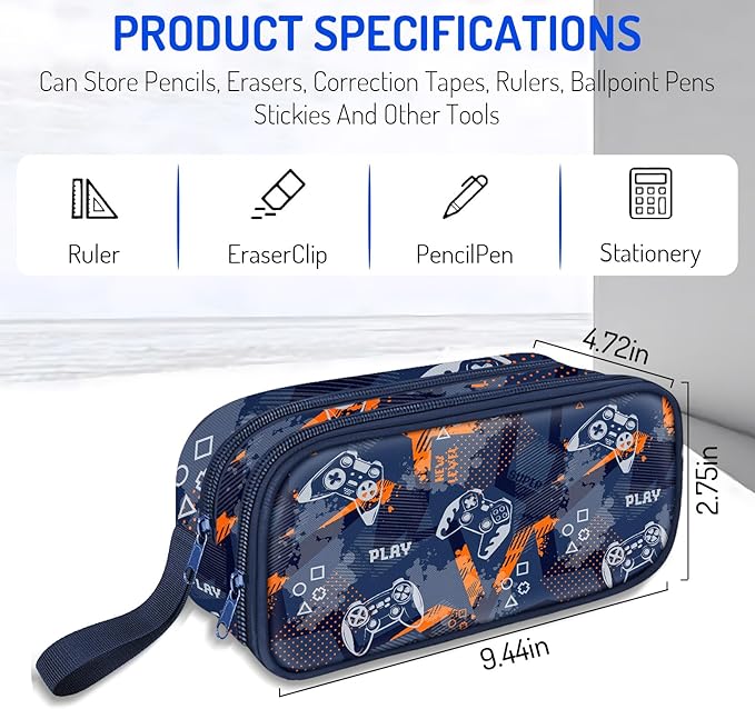 Fitvc Large Pencil Case for Boys, Gamer Boys Pencil Pouch for Kids Teens School - Image 5