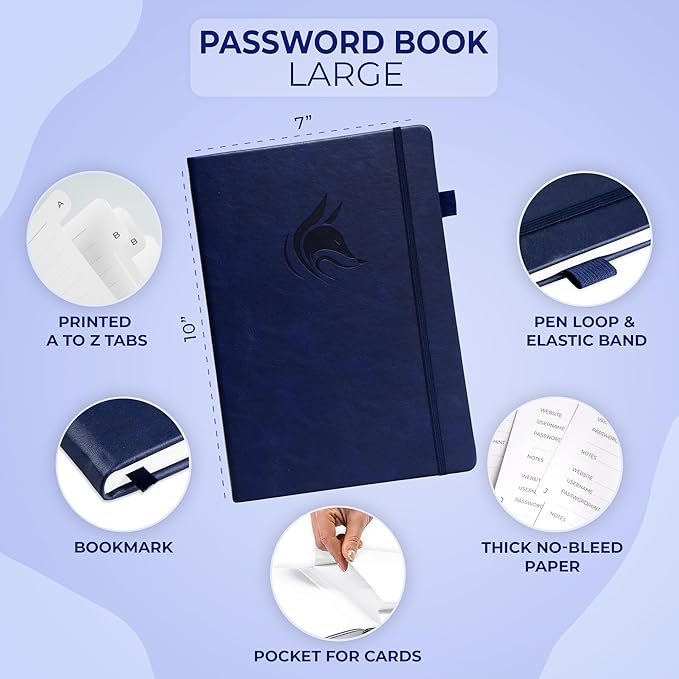 Clever Fox Password Book with alphabetical tabs. Internet Address Organizer - Image 2
