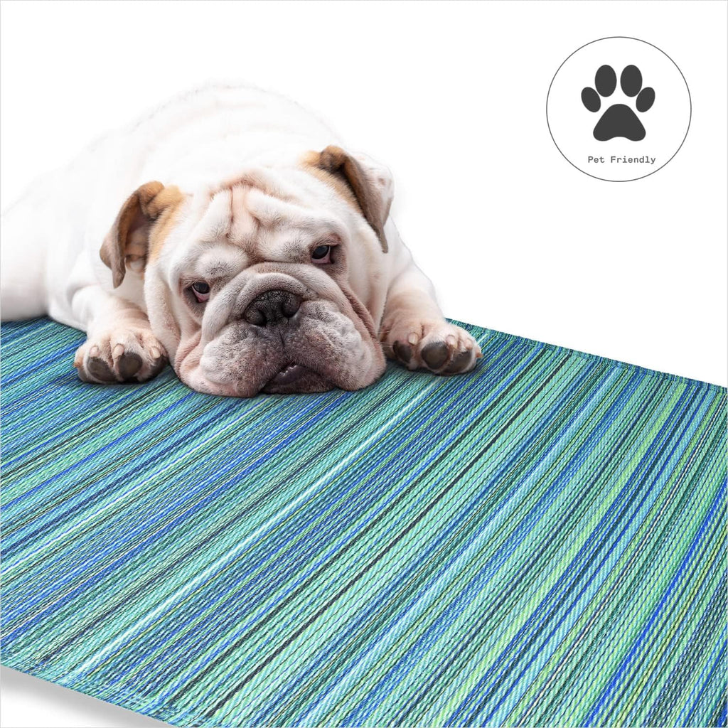 fab habitat outdoor rug - waterproof, fade resistant, front angle view