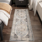 Rugcomf Vintage Medallion Kitchen Rugs Non Slip Washable 2'7"x8' - Image 3