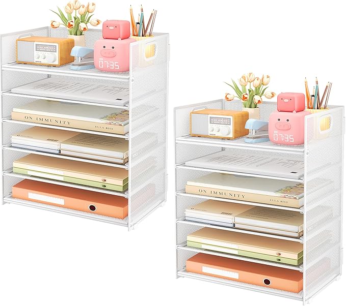 Subekyu 6-Tier Desk Paper Organizer, Desktop File Letter Tray by SUBEKYU