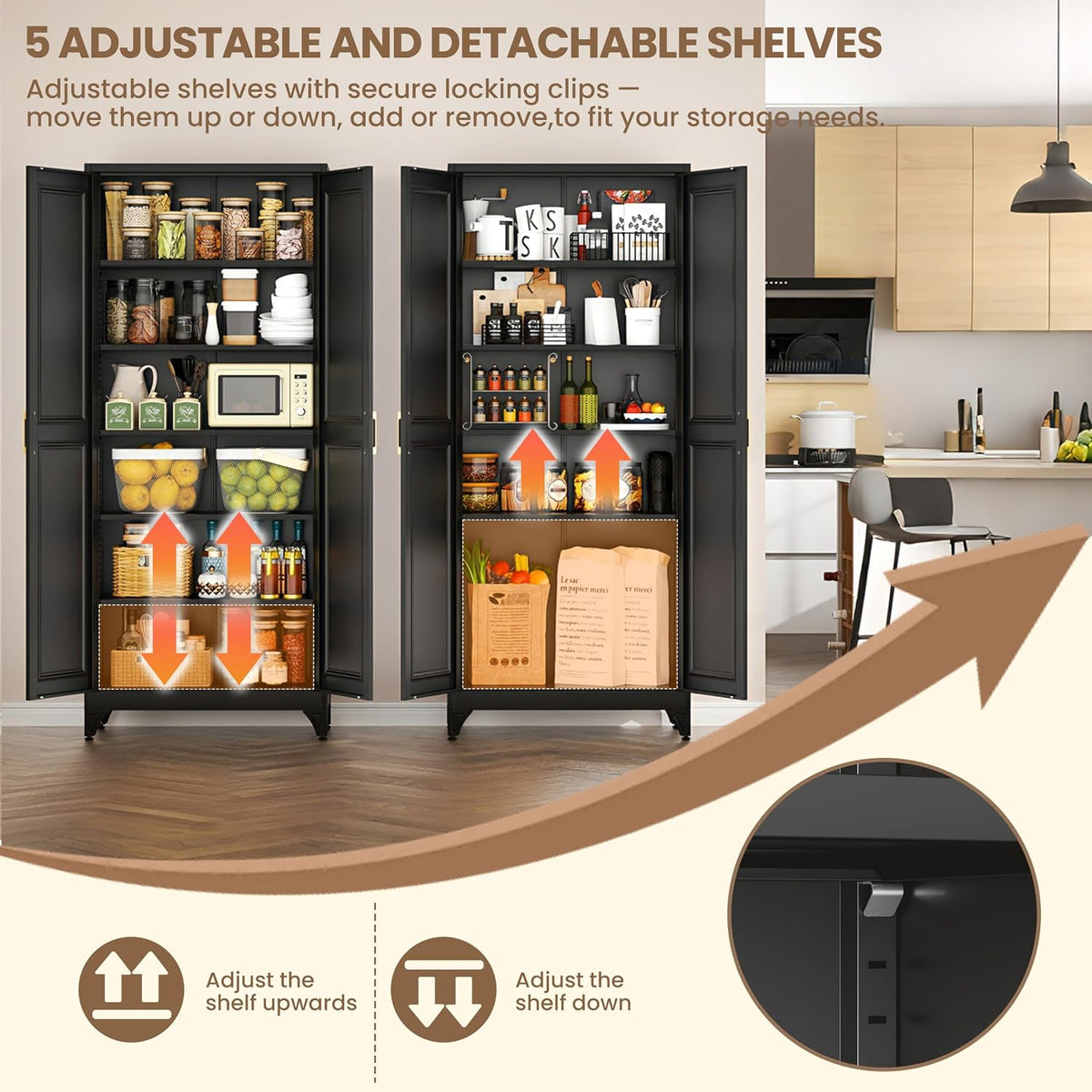 75" metal storage cabinet, garage cabinet with doors, package contents
