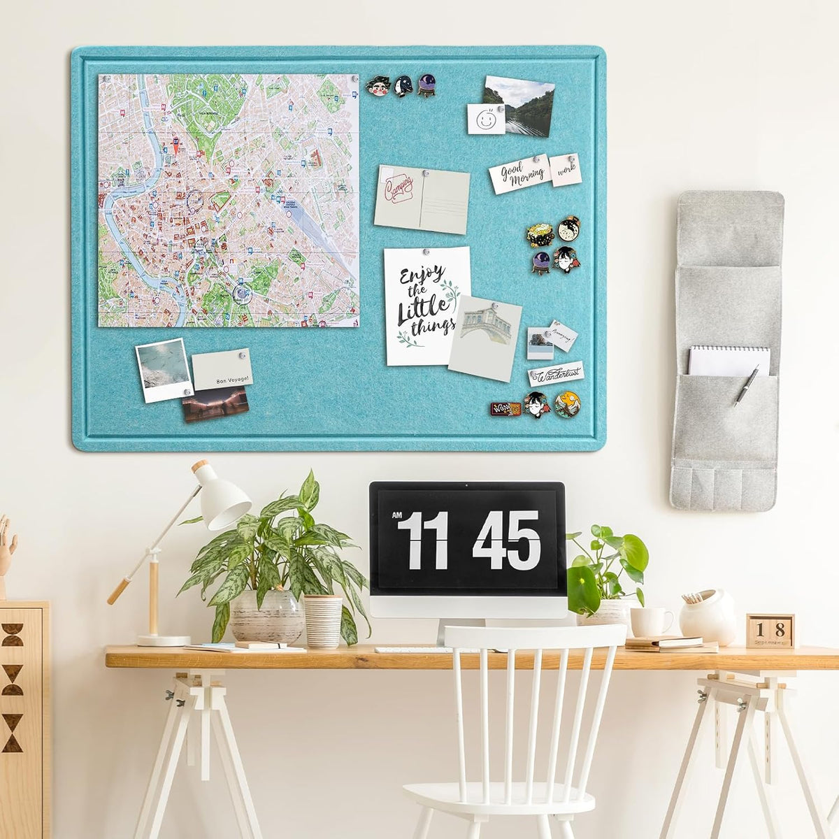 Felt Bulletin Board 48x36 inches, Decorative Pin Board for Home & Office