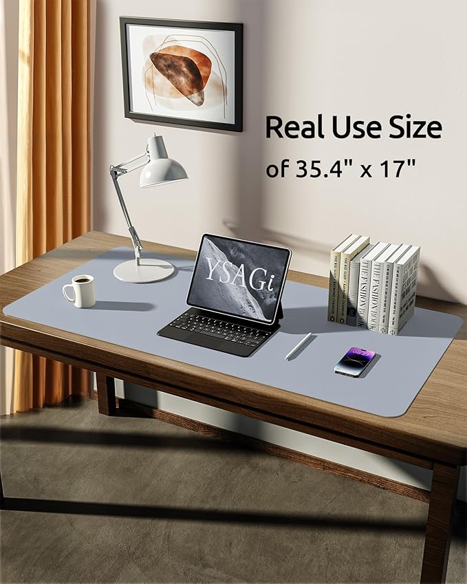 YSAGi Leather Desk Protector, Office Mat, Large Mouse Mat, Non-Slip PU Leather - Image 5