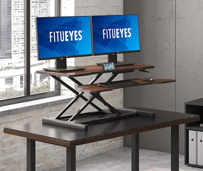 FITUEYES Height Adjustable Standing Desk 36” Wide Sit to Stand Converter Stand - Image 2