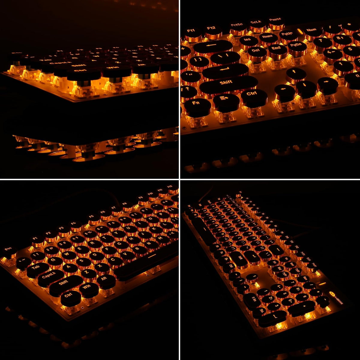 Camiysn Typewriter Style Mechanical Keyboard, Retro Punk Gaming Keyboard with...