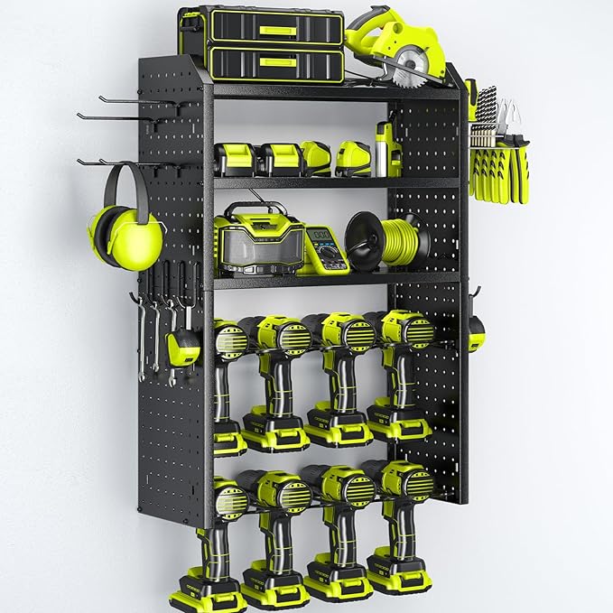 KAFAHOM Power Tool Organizer, Large 8 Drill Holder Wall Mount by KAFAHOM