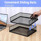 2 Pack Stackable Letter Tray, Wire Mesh Desk File Organizer Metal Desktop Paper - Image 3