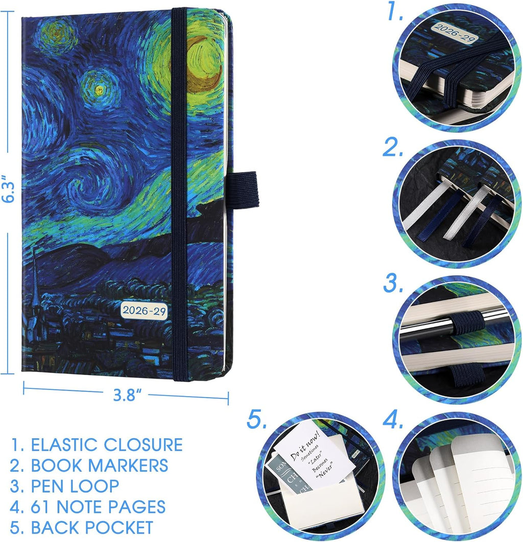 2026-2029 Pocket Planner/Calendar - 3 Year Monthly Planner 2026-2029 from Jul. 2026 - Jun. 2029(36 Months), 3.8" x 6.3", Pen Holder, Inner Pocket and 61 Notes Pages