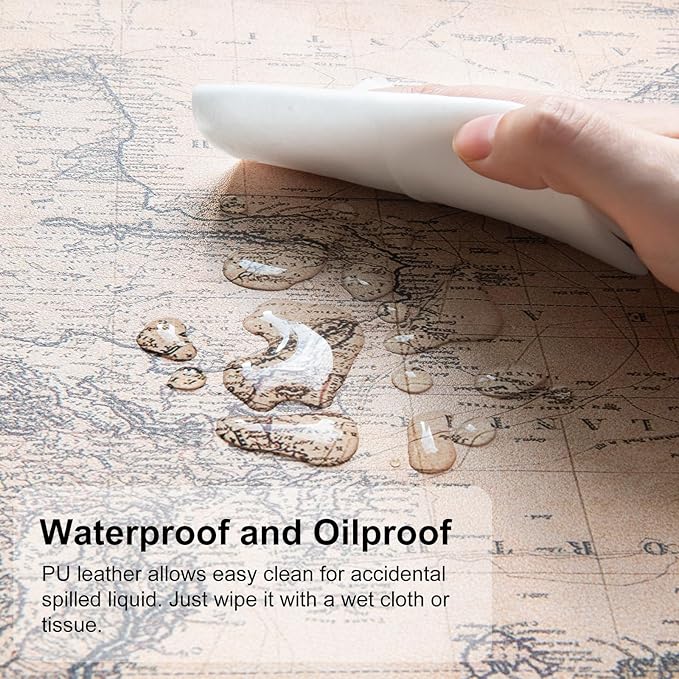 QIYI Large Desk Pad, Vintage Mouse Pad Desktop Decor, Waterproof PU Leather - Image 3