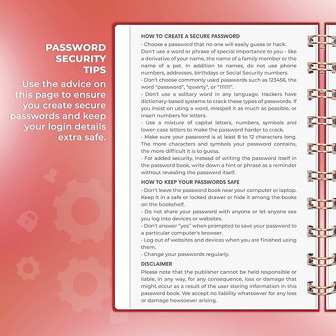 Clever Fox Password Book Spiral – Mini Internet Address & Password Organizer - Image 5