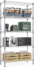 M MZG 1250 lbs 5 Tier Shelf Metal Storage Shelves Wire Rack Closet Organizers by MEIGAOPLASTICANDMETALHKCOLIMITED