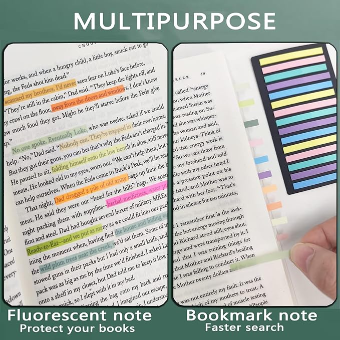 Potanro Sticky Tabs 2300 Pcs Translucent 10 Sheets Highlighter Book Tape Long - Image 4