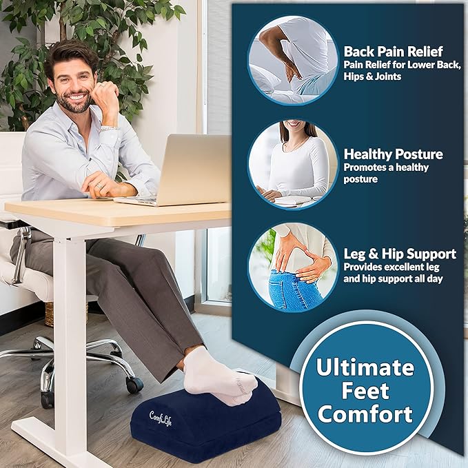 ComfiLife Foot Rest for Under Desk at Work – Adjustable Height Memory Foam Foot - Image 3