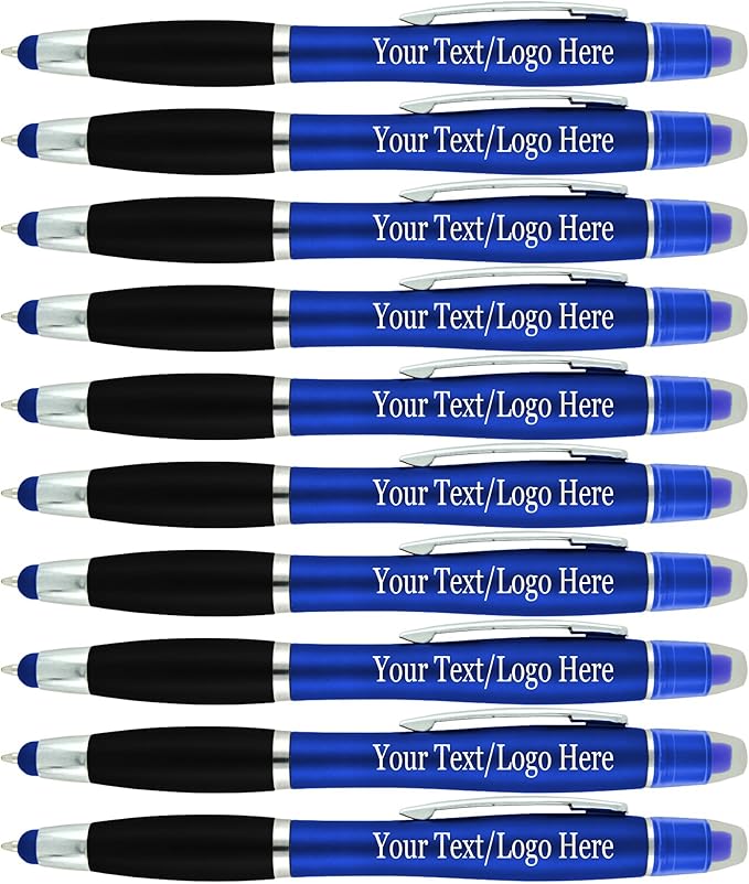 Personalized Pens with Gel Highlighter and Stylus -200 Pack Bulk-Free Imprint - by Sypen