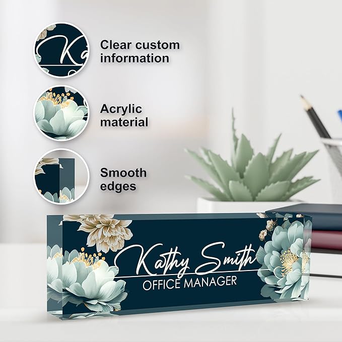 Personalized Name Plate for Desk, Custom Desk Name Plate, Acrylic Name Plate - Image 3