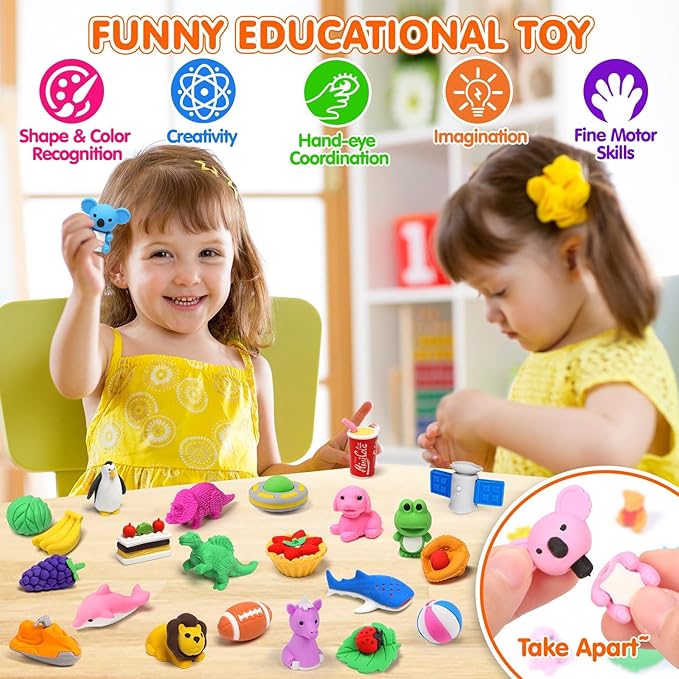 100 Pack Animal Erasers Desk Pet - Image 4