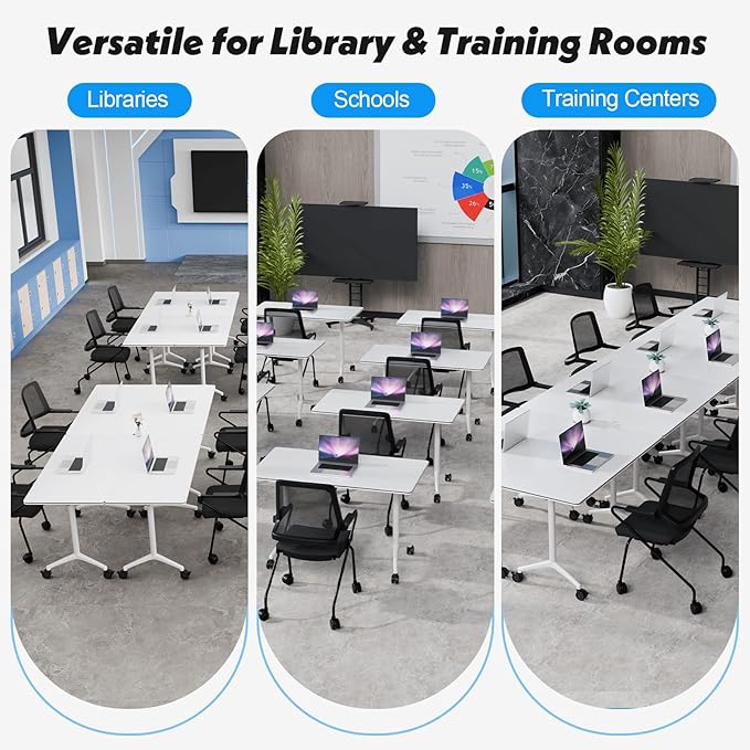 Goakwwuz Conference Room Table, Folding Conference Tables, Thicken Grey Tabletop - Image 7