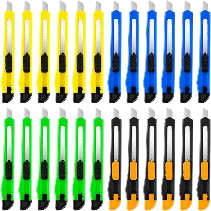 TIFICAL 24-Pack Retractable Box Cutter | 9mm Snap-Off Blades by TIFICAL
