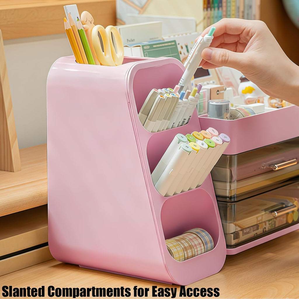 desk organizer with pen pencil holder, pen organizer, side view
