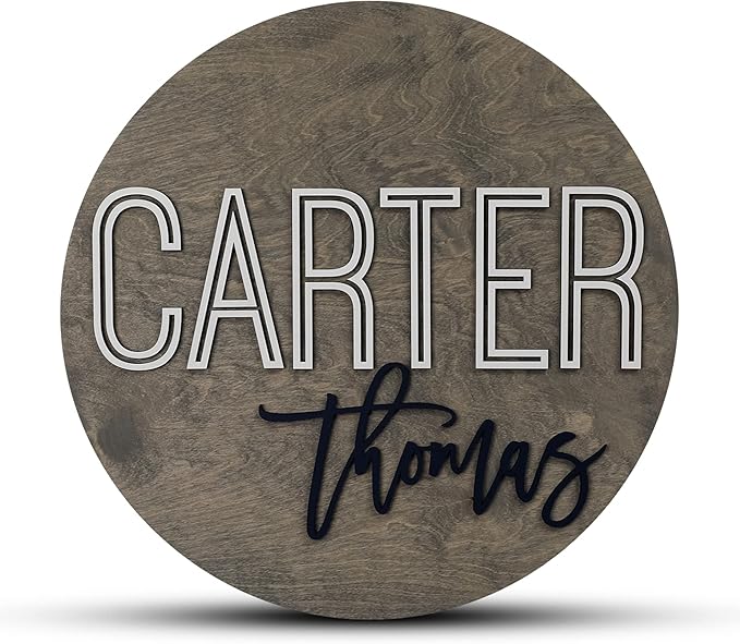 Custom Round Nursery Name Sign, Personalized Wooden Wall Plaque, Baby Shower - Image 8