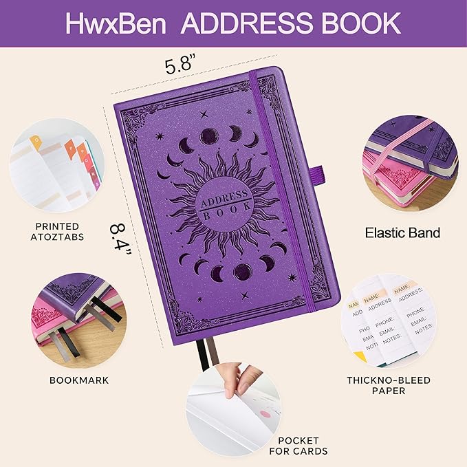 Address Book with Colorful Alphabetical Tabs – Hardcover Contact Organizer - Image 4