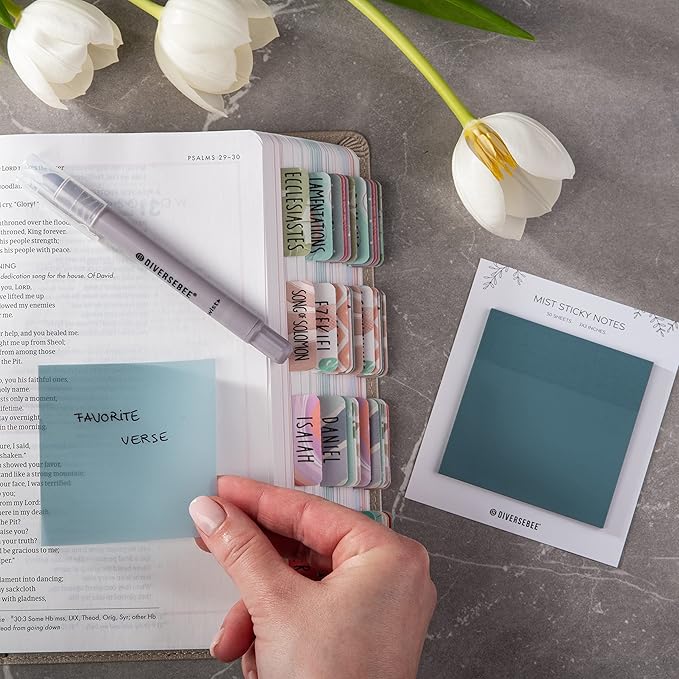 DiverseBee 50 Sheets Pastel Transparent Sticky Notes, 3x3” Clear Sticky Tabs - Image 3