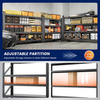 yizosh 71" w garage shelving,5000lbs heavy duty shelf,adjustable, side view