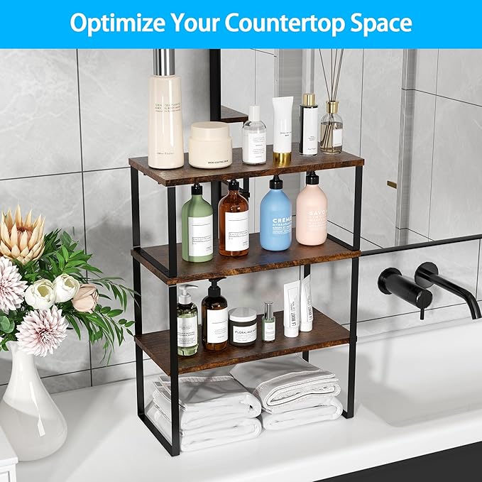 Golener Countertop Organizer Corner Shelf, 2 Tier Adjustable Stackable Corner - Image 9