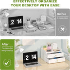 Bamboo Desk Organizer with Drawers Wooden Desktop Storage Drawers - Image 7