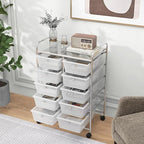 LDAILY 10 Drawer Rolling Cart, Storage Cart Organizer on Wheels, Drawer Cart - Image 8