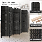 6 Panel Room Divider, 6Ft Folding Privacy Screen, Tall - Image 2