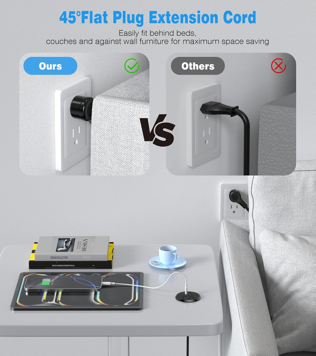 VILONG 2 Inch Recessed Power Grommet, Flush Mount, 20W USB-C Fast Charging