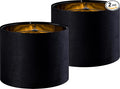 GO&SO Black Velvet Lamp Shades Set of 2 Medium Drum Lampshades -13" Top x 13" by GOSO