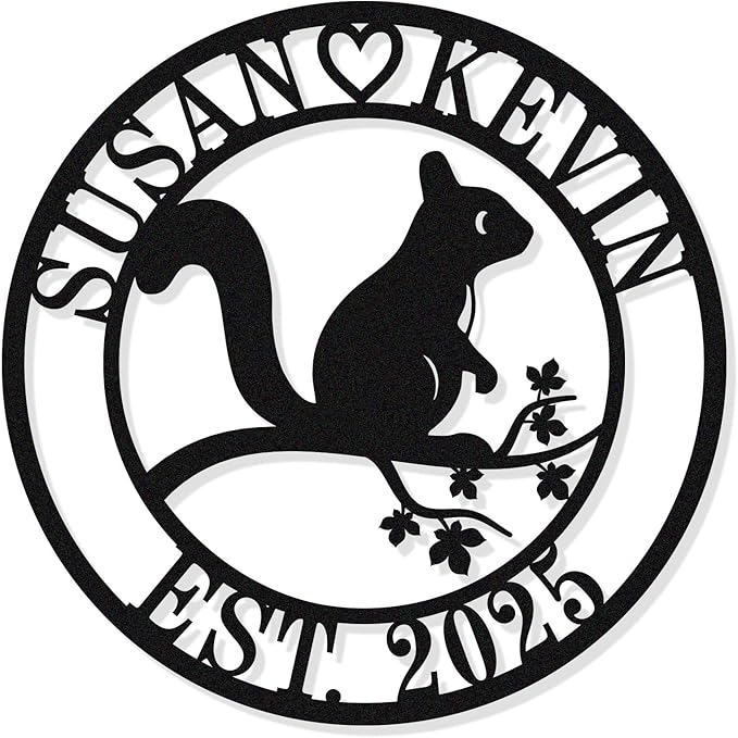 Custom Metal Squirrel Sign, Last Name Signs by HYTSIGN