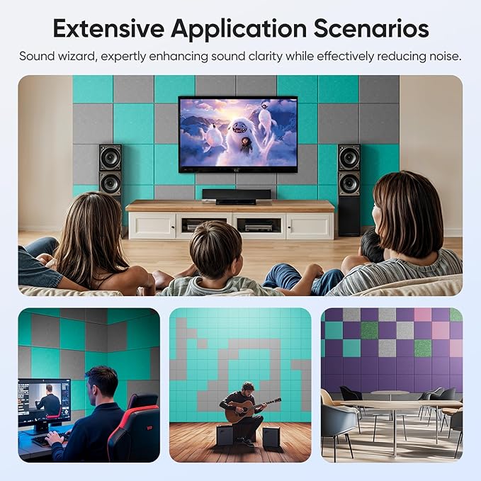 UNECHO 12 Pack 12" X 12" X 0.4" Acoustic Panels - Image 6