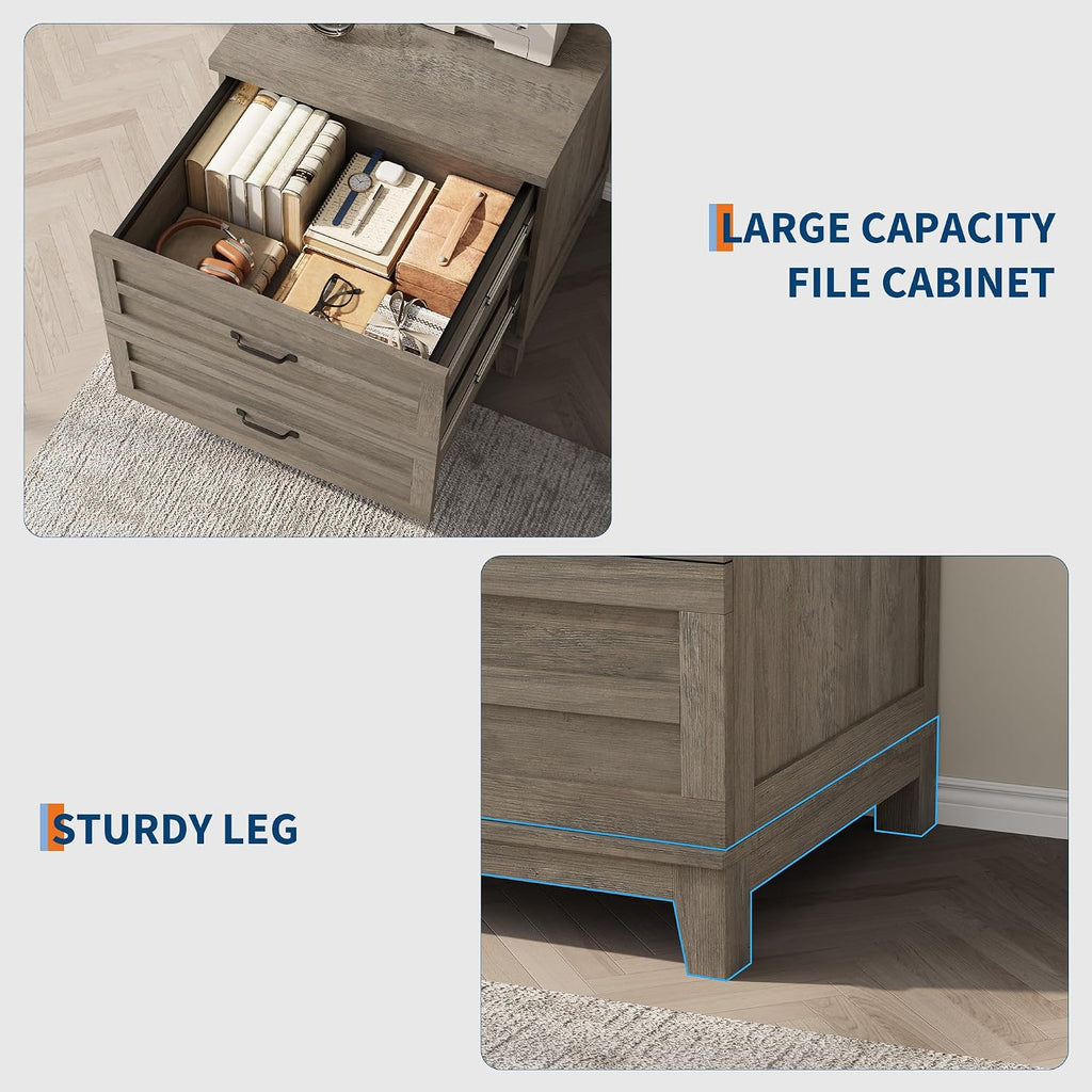garvee 2 drawer farmhouse lateral file cabinet for, front angle view