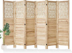 Svimi Folding Room Divider, 66.9 Inch 6 Panels Wood Carved Privacy Screens by Svimi