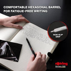 Rotring 600 Gel Pen | 0.55 mm | Black Ink | Silver Metal Body Pen | Non-Slip - Image 4