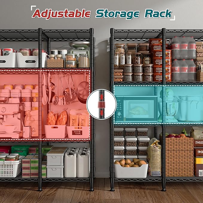 REIBII 78.4" W Storage Shelves Load 1500LBS, Metal Shelving 4-Tier Wire - Image 6