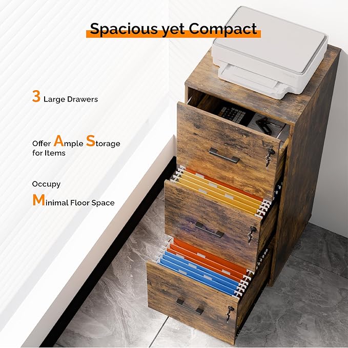 VINGLI 3 Drawer File Cabinet - Image 4