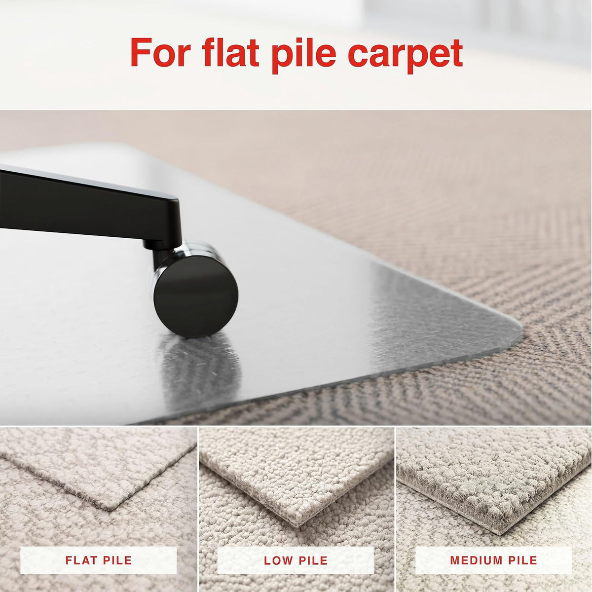 Staples Office Chair Mat with Lip, Flat-Pile Carpet, 48" x 36"
