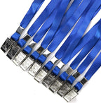 Beebel Blue Lanyards 100 Pack Nylon Flat Badge Lanyard Bulldog Clip - Image 5