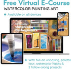 mozart supplies - watercolor paint set 51 vibrant, close-up detail