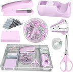 Purple Office Desk Accessories, Stapler and Tape Dispenser Set, Staple Remover by Unknown