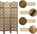 68.9Inch Folding Room Divider, 6 Panels Wood Carved Privacy Screens, Free - Image 3