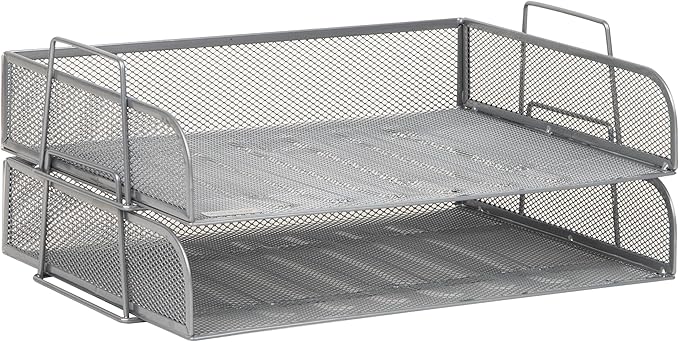 Mind Reader Stackable Paper Tray, Desktop Organizer, File Storage, Metal Mesh - Image 7