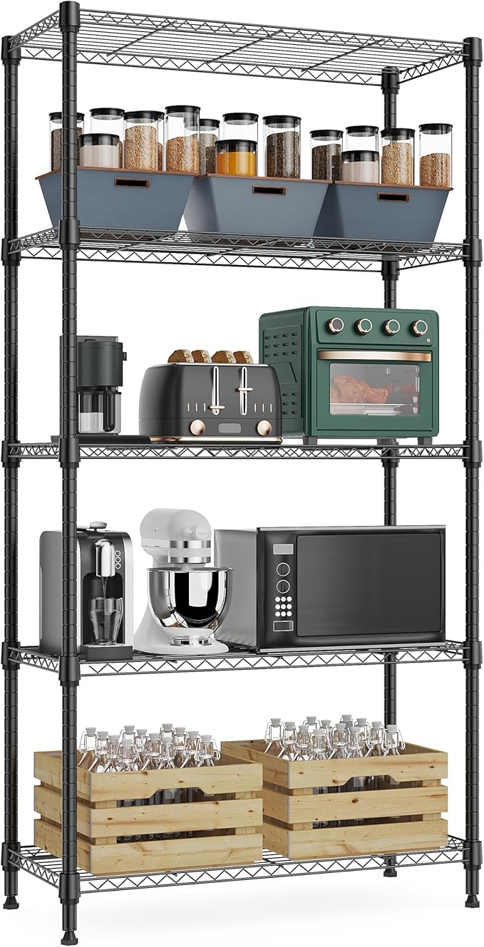 M MZG 1250 lbs 5 Tier Shelf Metal Storage Shelves Wire Rack Closet Organizers by MEIGAOPLASTICANDMETALHKCOLIMITED