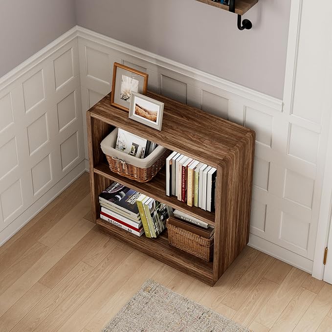 ChooChoo 2-Tier Bookcase, Small Wooden Bookshelf, Farmhouse Bookshelf - Image 5