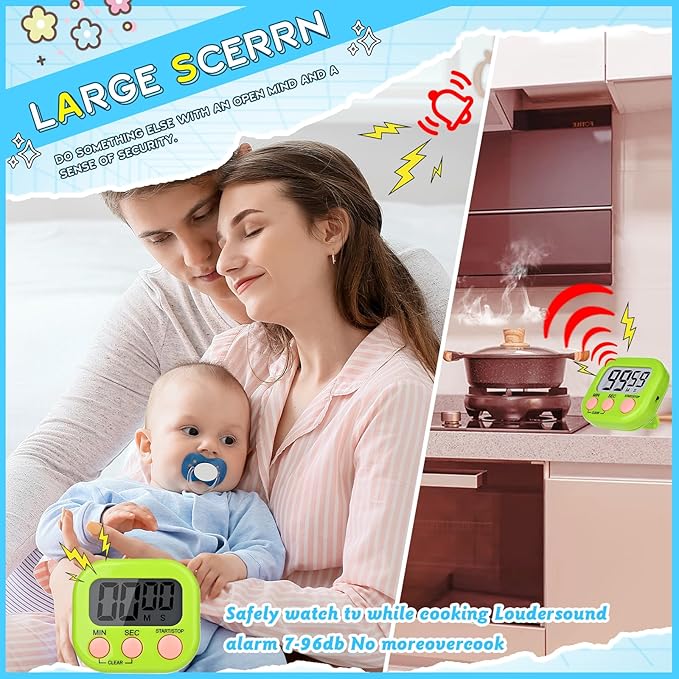 Mwellewm 24 Pcs Digital Timers for Classroom Kitchen Timers for Cooking Small - Image 4